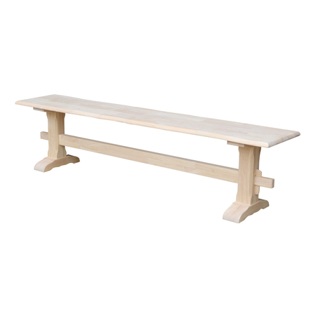 INTERNATIONAL CONCEPTS Live Edge Trestle Bench, Unfinished KBE-7214